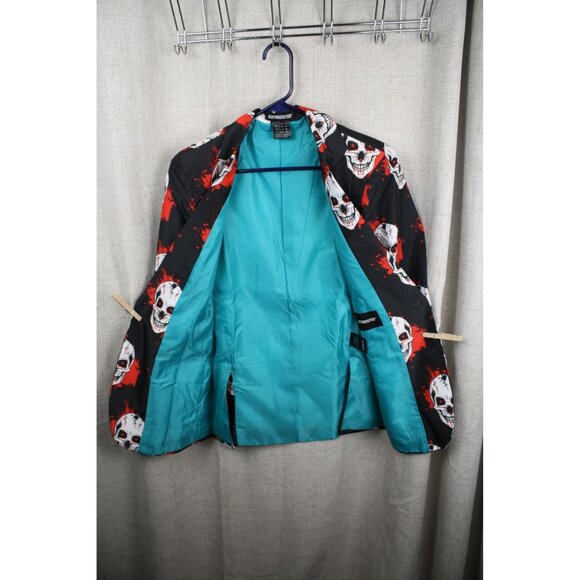 Men's Suitmeister Skull Blazer with Matching Tie Size Small - Picture 3 of 5